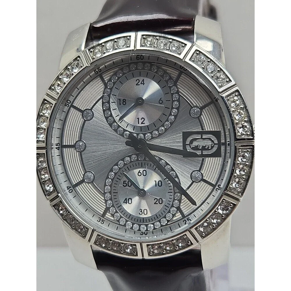 Marc Ecko E09518L1 Paradise Womens Crystal Bezel Silver Quartz Watch New Battery